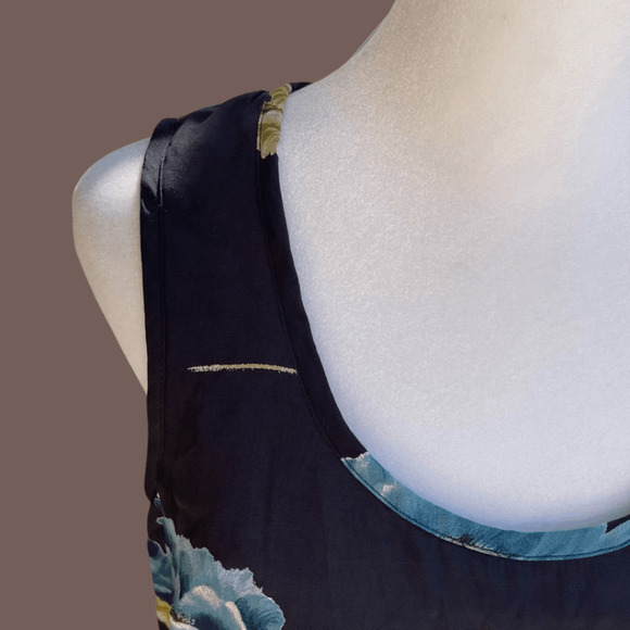 Karen Kane Floral Dress | Blue Scoop Neck | Size 6 | Vintage - Picture 3 of 9